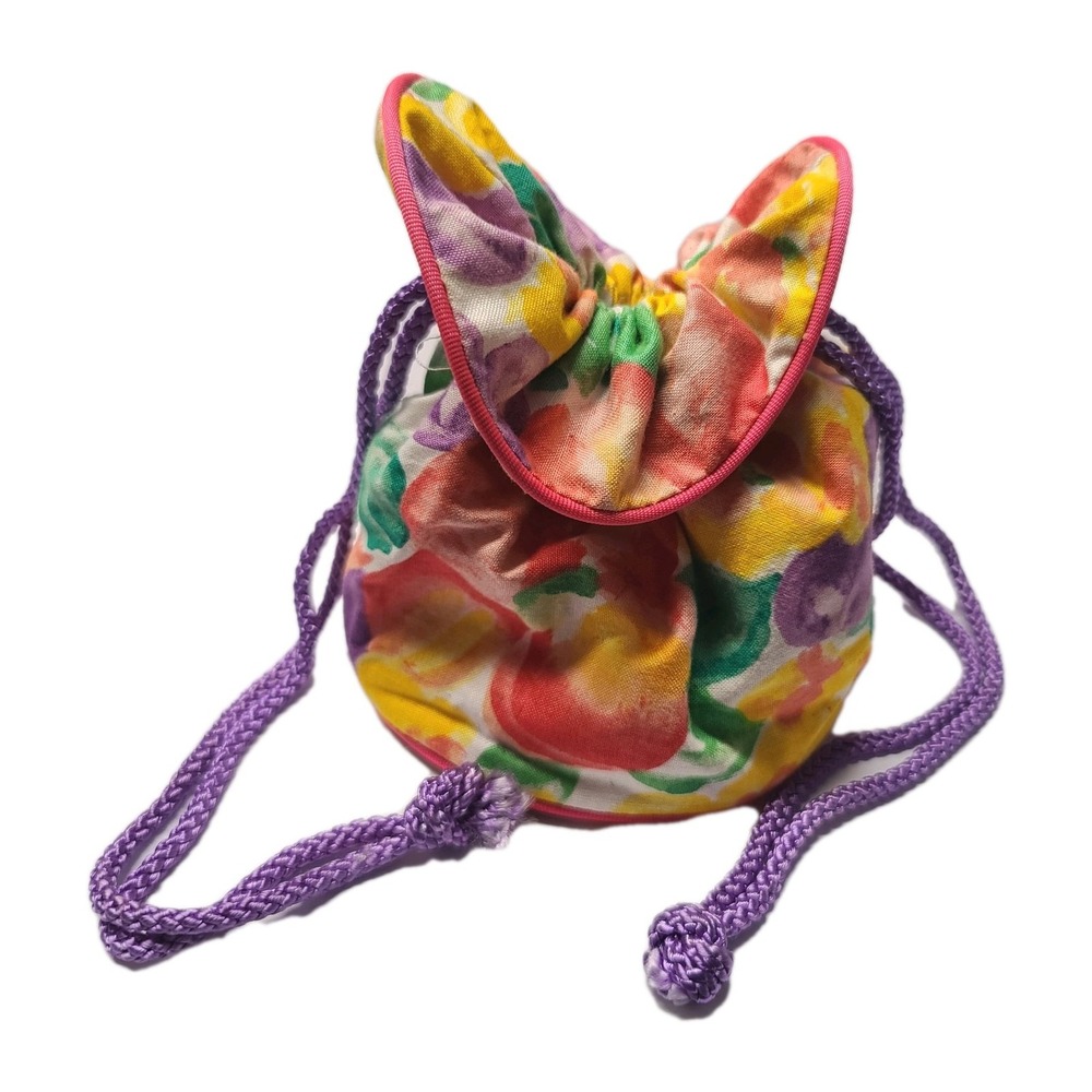 Oscar de La Renta Vintage Women's Floral Drawstring Makeup Toiletry Cosmetic Bag